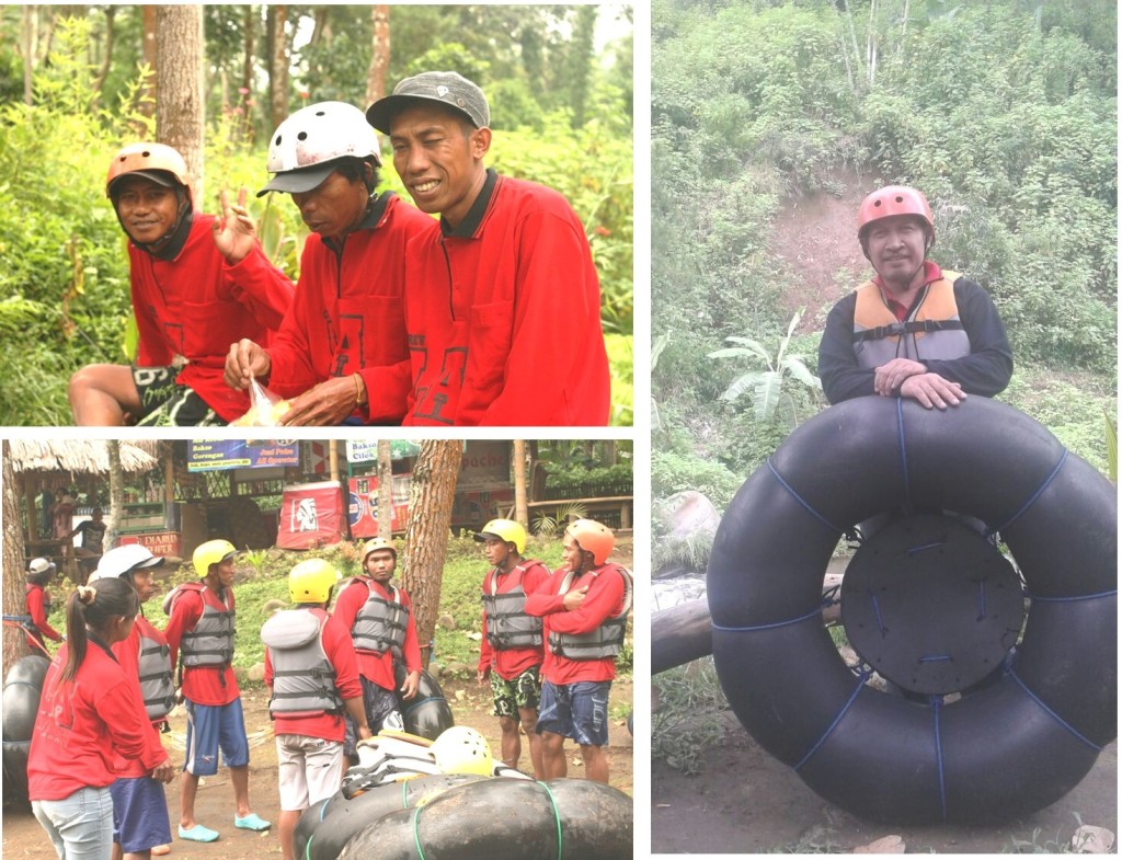Pemandu tubing (berbaju merah, kiri) dan Penulis (kanan) (koleksi pribadi)
