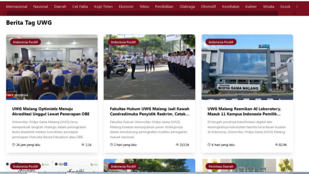List berita publish dari artikel dosen UWG di media massa: